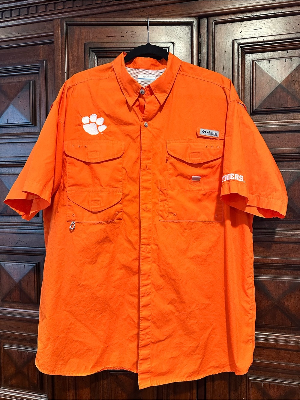 XL CLEMSON PFG FISHING Men's Short-Sleeve Button-Down Shirt TIGERS PERFORMANCE